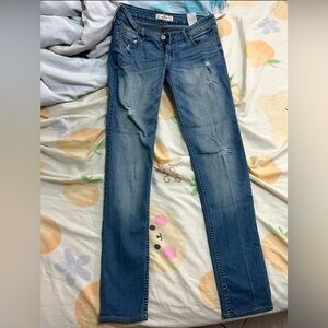 Hollister blue distressed denim ripped jeans size 5L